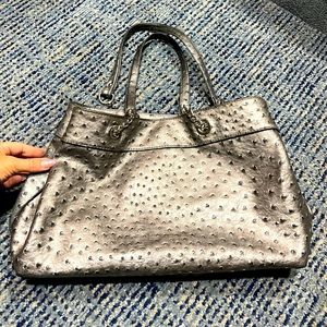 OK Metallic Shimmer Popcorn Tote Bag Faux Leather Purse